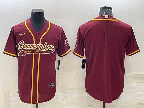 Mens Washington Commanders Blank Burgundy With Patch Cool Base Stitched Baseball Jersey